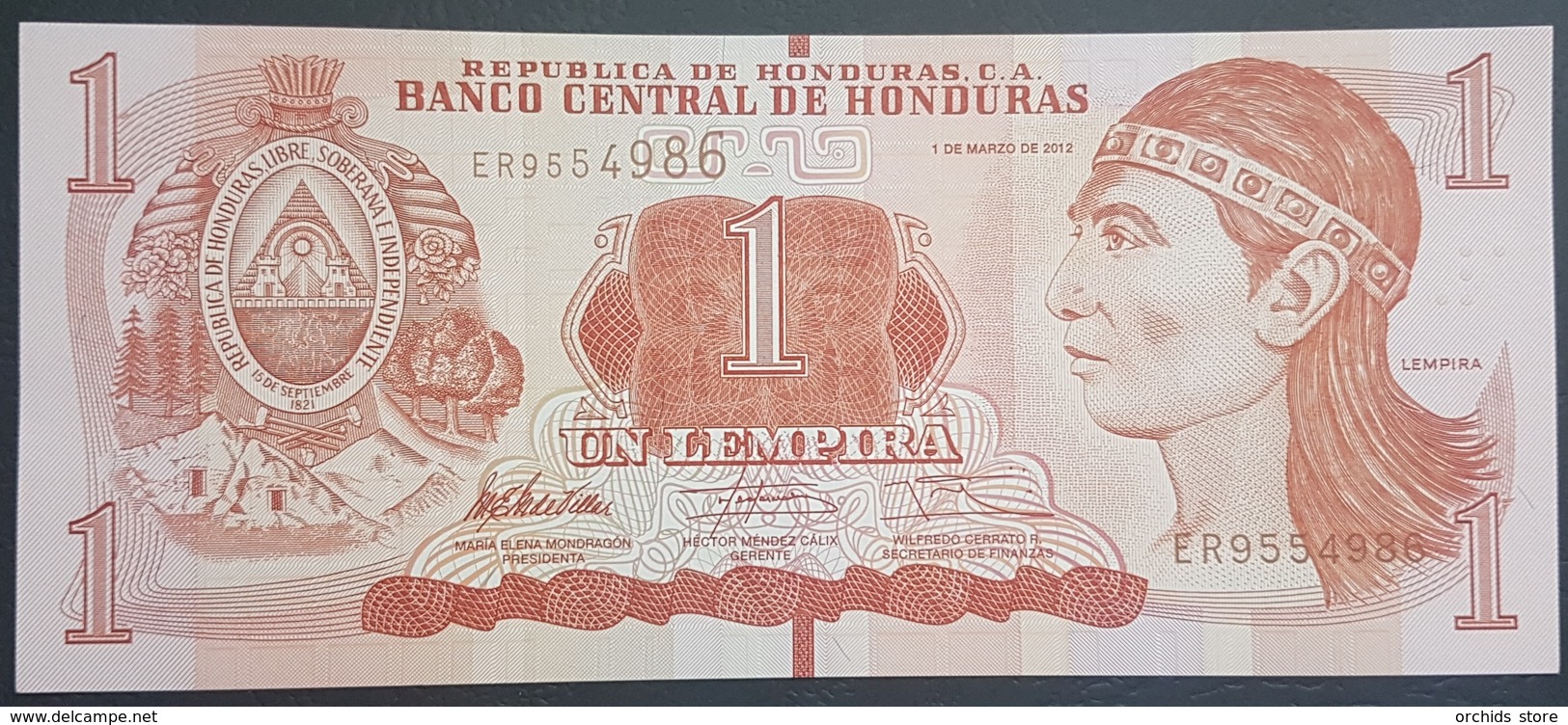 E11kb Banknote - HONDURAS 1 LEMPIRA, 2012, P-96, UNC - Honduras