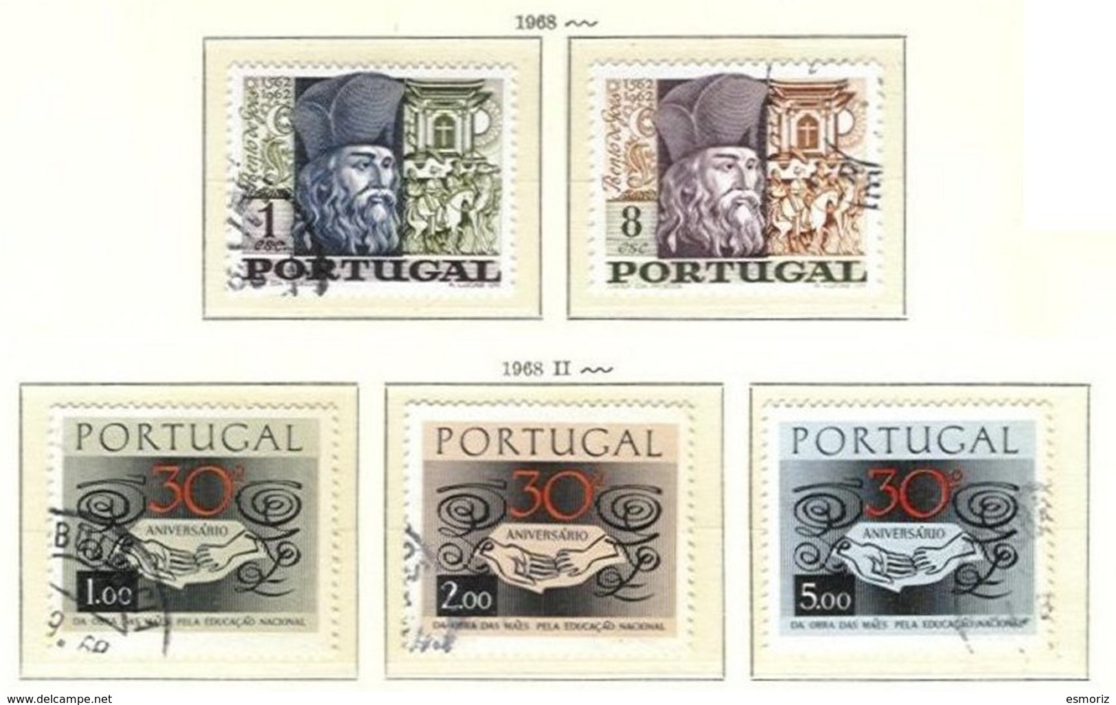 PORTUGAL, Commemoratives, AF 1020-21, 1025-27; Yv 1030-31, 1035-37, Used, F/VF, Cat. € 7 - Oblitérés