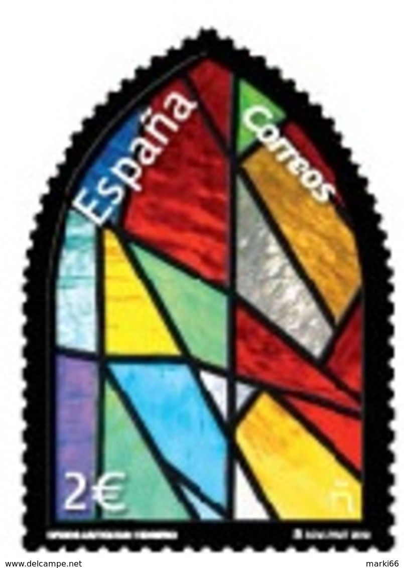 Spain - 2018 - Ancient Pharmacies - Stained Glass Window - Mint Stamp Printed With 3D Ink On Transparent Film - Neufs