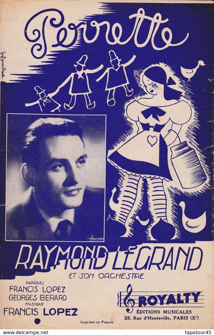 Perrette"  "Raymond Legrand"  10 P)    Partitions Musicales Anciennes " - Chant Soliste