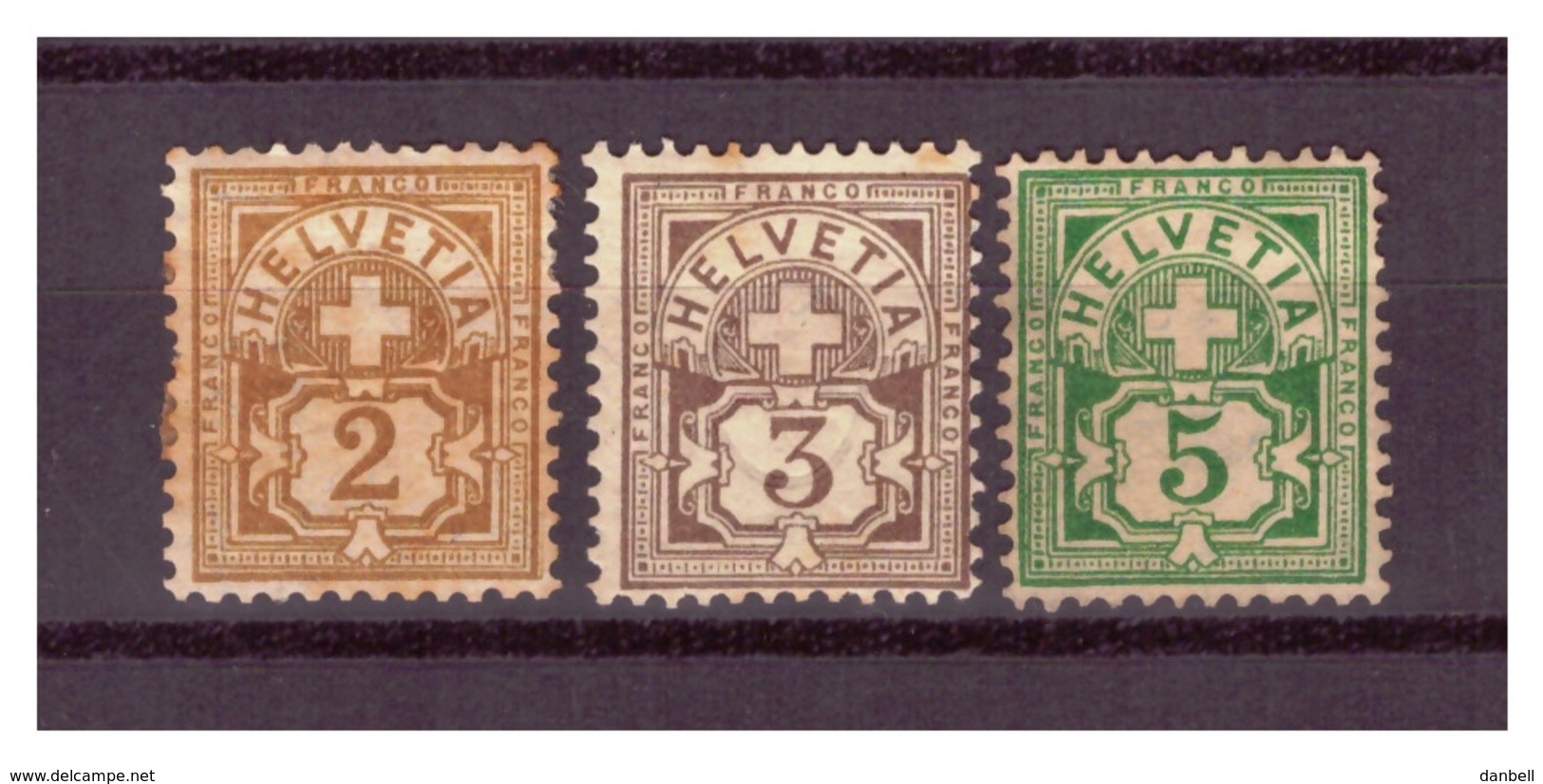 CH01) SVIZZERA1882-99 - Cifra Con Croce Unificato 63-64-66  F1 MLH* - Unused Stamps