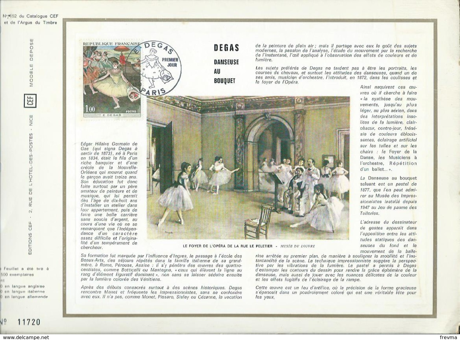 Feuillet Degas - Documents De La Poste