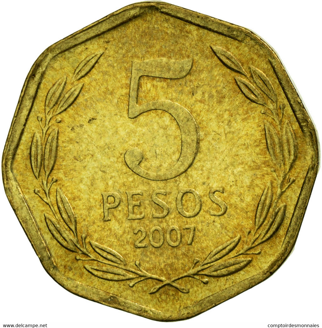 Monnaie, Chile, 5 Pesos, 2007, Santiago, TTB, Aluminum-Bronze, KM:232 - Chili