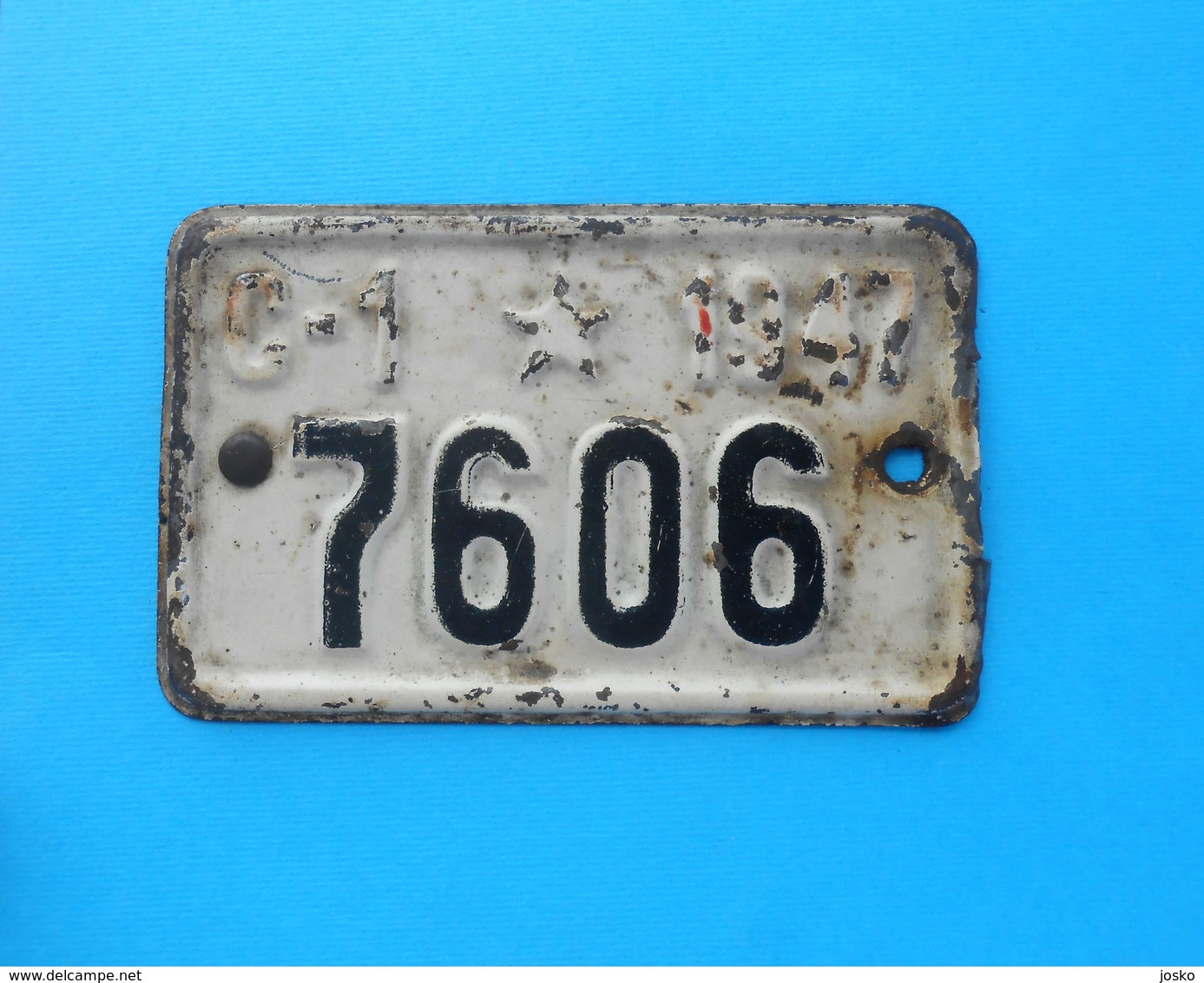 Ex YUGOSLAVIA ( 1947.) ... Vintage Motorcycle - Bicycle License Plate Moto Motorcycle Motorbike Motorrad Motocyclette - Placas De Matriculación