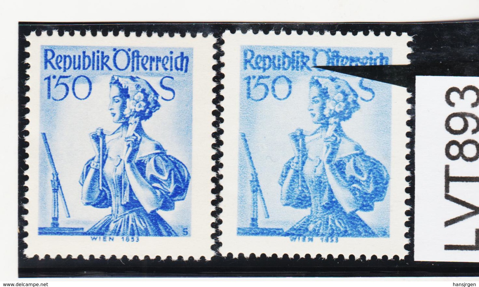 LTV893 ÖSTERREICH 1951 Michl 916 PLATTENFEHLER VERZERRTES BILD ** Postfrisch - Variétés & Curiosités