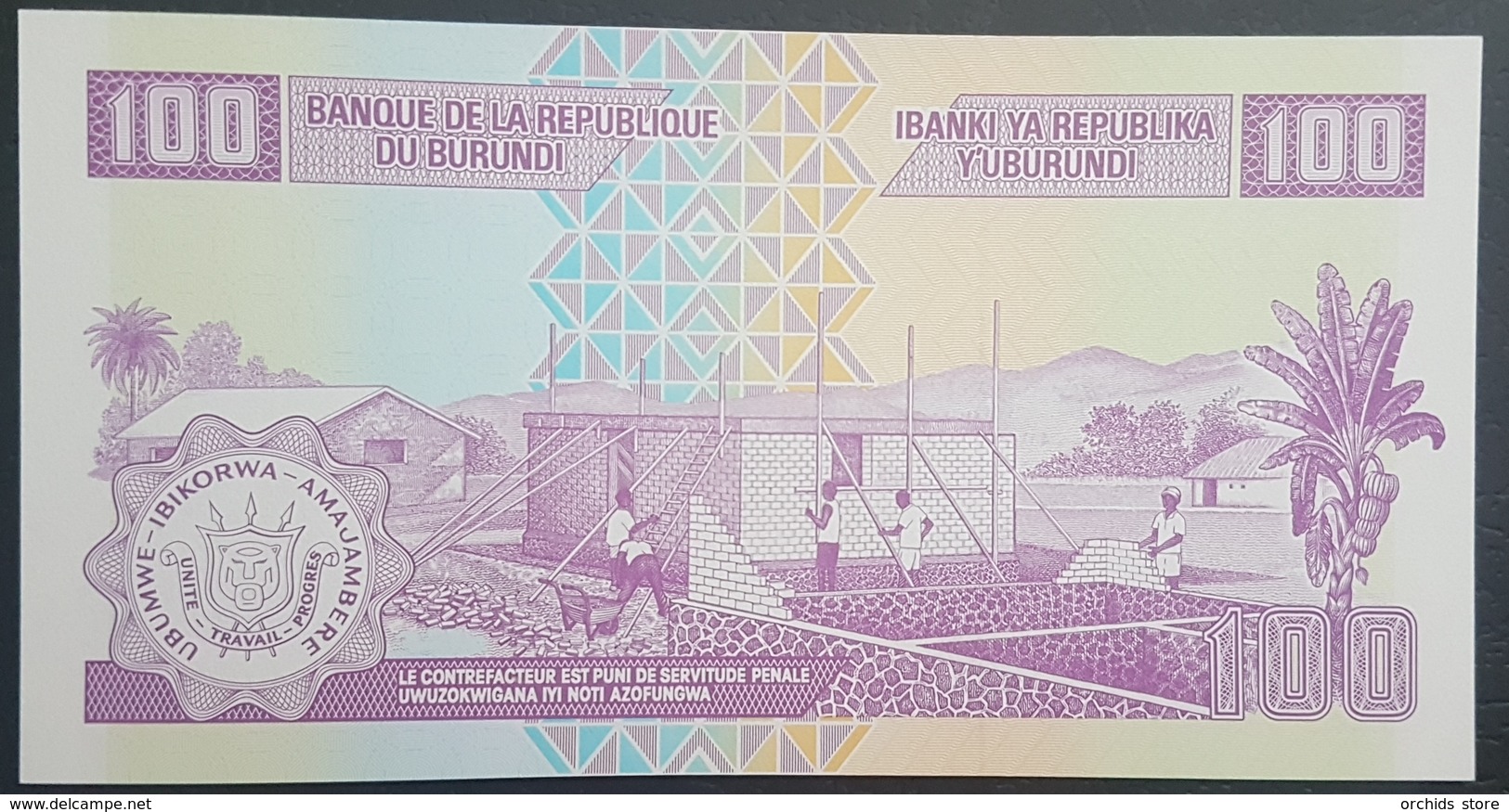 E11kb Banknote - Burundi 100 Francs, 2011, P-44b,, UNC - Burundi