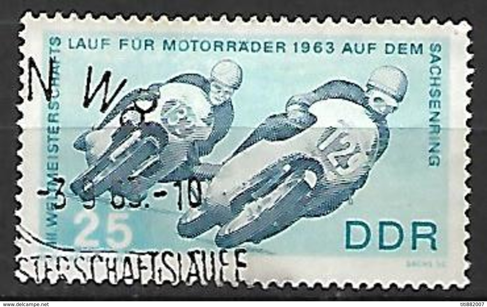 ALLEMAGNE  /  DDR     -    MOTO     -   Oblitéré . - Moto