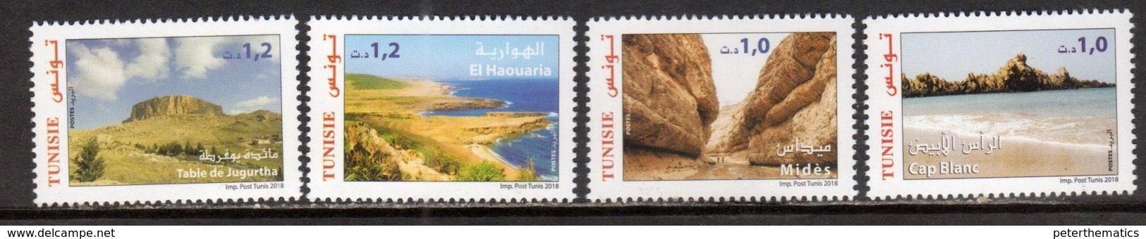 TUNISIA , 2018, MNH, TOURISM, BEACHES, COASTLINES, LANDSCAPES, 4v - Other & Unclassified