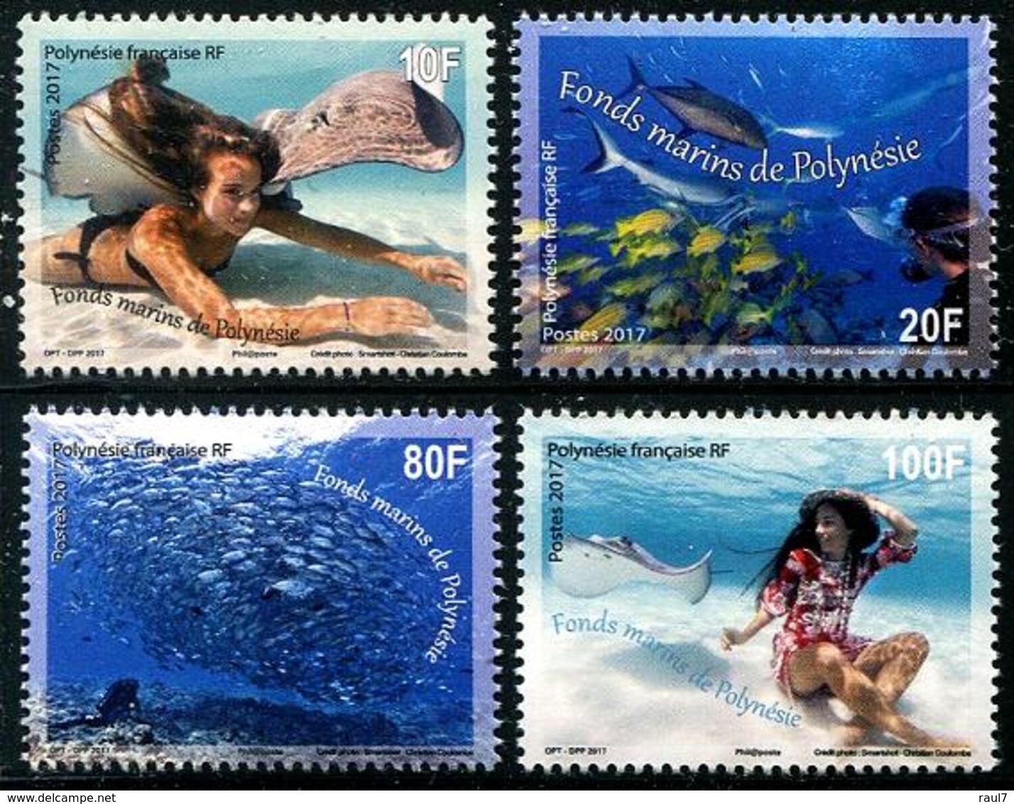 Polynésie Française 2017 - Fonds Marins, Poissons - 4 Val Neufs // Mnh - Unused Stamps
