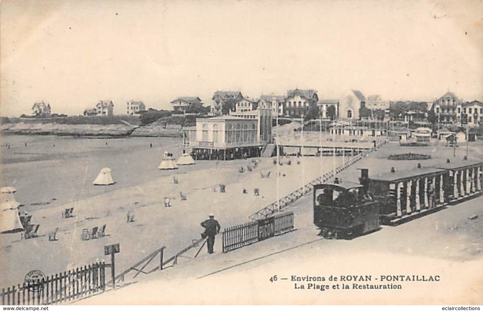 Royan  Pontaillac    17     La Plage Et La Restauration. Tramway De La Grande Côte     (voir Scan) - Royan