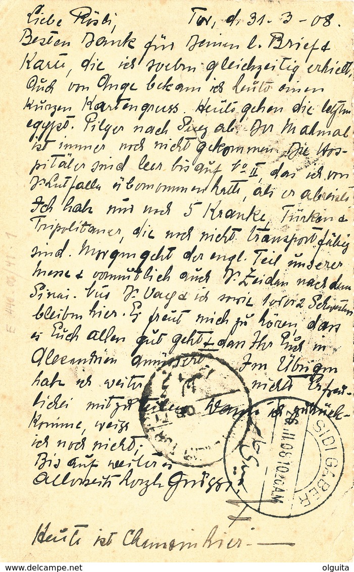 220/27 - Cancels EGYPTE SINAI - Entier Postal De La Rue CAMPEMENT TOR 1908 Vers BACOS Alexandrie - Cachet TRES RARE - 1866-1914 Khédivat D'Égypte