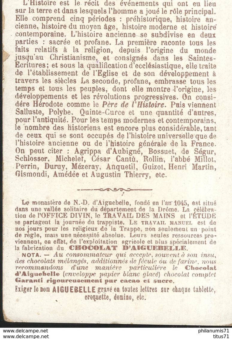 Chromo  Chocolaterie D'Aiguebelle - Monastère La Trappe (Drôme) - Histoire - Aiguebelle