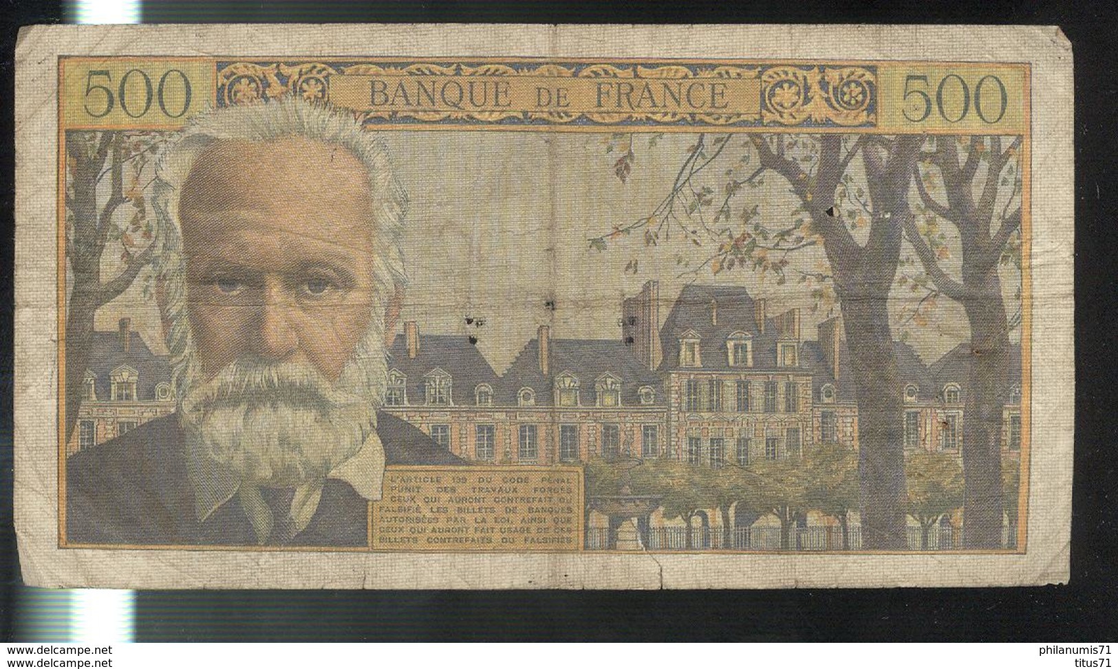 Billet 500 Francs Victor Hugo 2-9-54 S Bon état - 500 F 1954-1958 ''Victor Hugo''