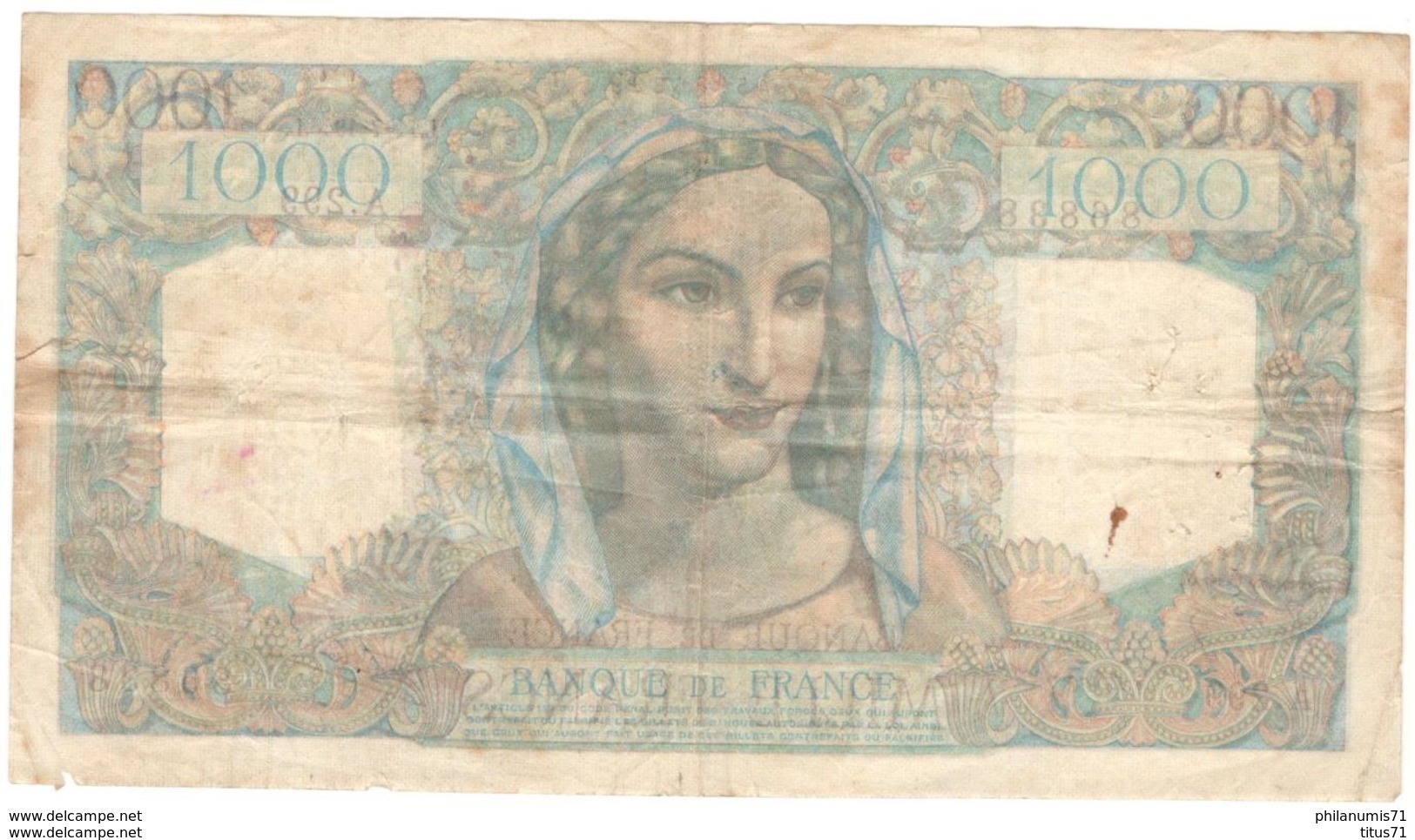 Billet 1000 Francs France Minerve Et Hercule 11-7-1946 TB - 1 000 F 1945-1950 ''Minerve Et Hercule''