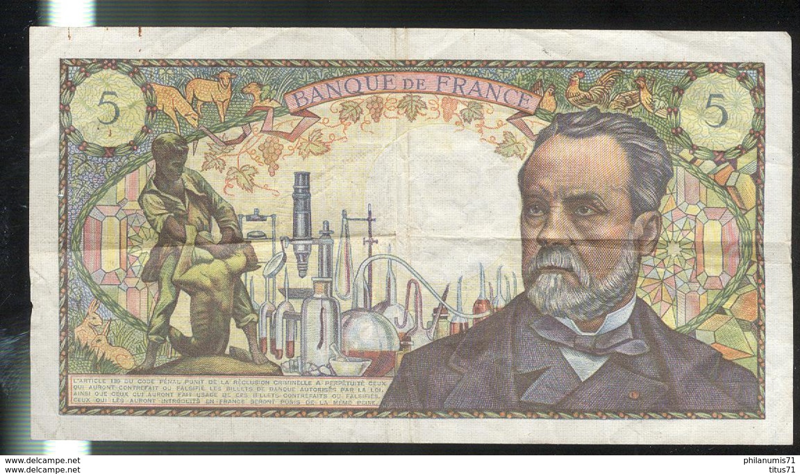 Billet 5 Francs France Pasteur 5-5-1967 - 5 F 1966-1970 ''Pasteur''