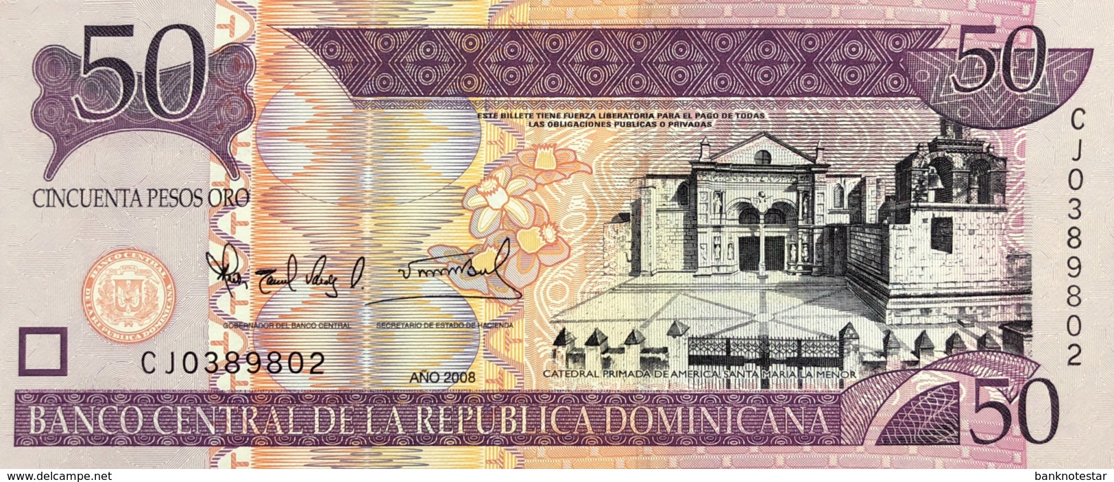 Dominican Republic 50 Pesos, P-176b/Not Listed (2008) - UNC - Printer: De La Rue - Dominikanische Rep.