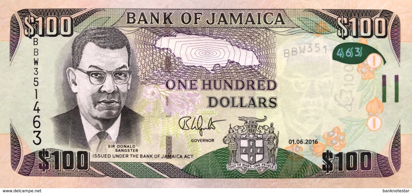 Jamaica 100 Dollars, P-95c (1.6.2016) - UNC - Jamaique