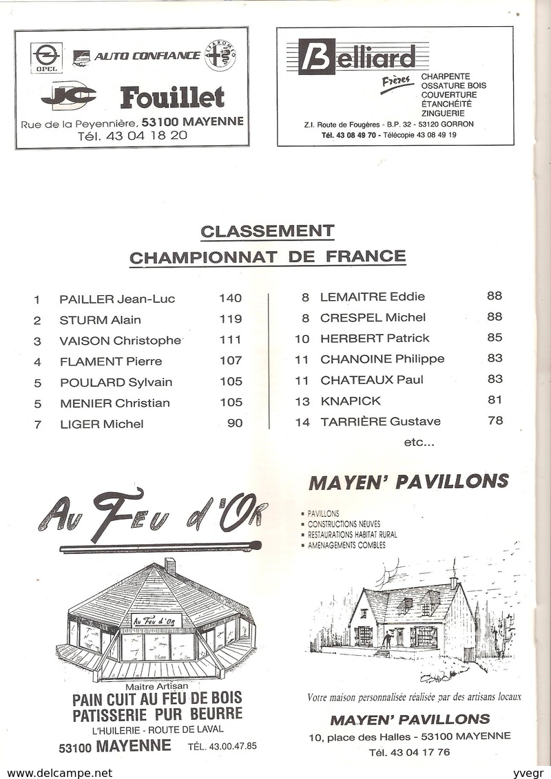 Programe RALLYCROSS Championnat De France 19 - 20 Sept 1992 Châtillon/Colmont MAYENNE Trophée ACUVUE - Autres & Non Classés