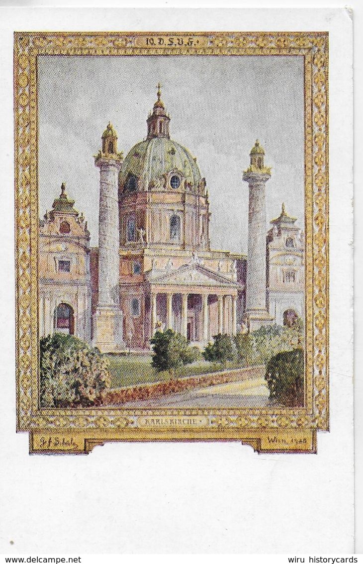 AK 0085  Wien - Karlskirche / Festpostkarte 10. Deutsches Sängerbundfest 1928 - Kirchen