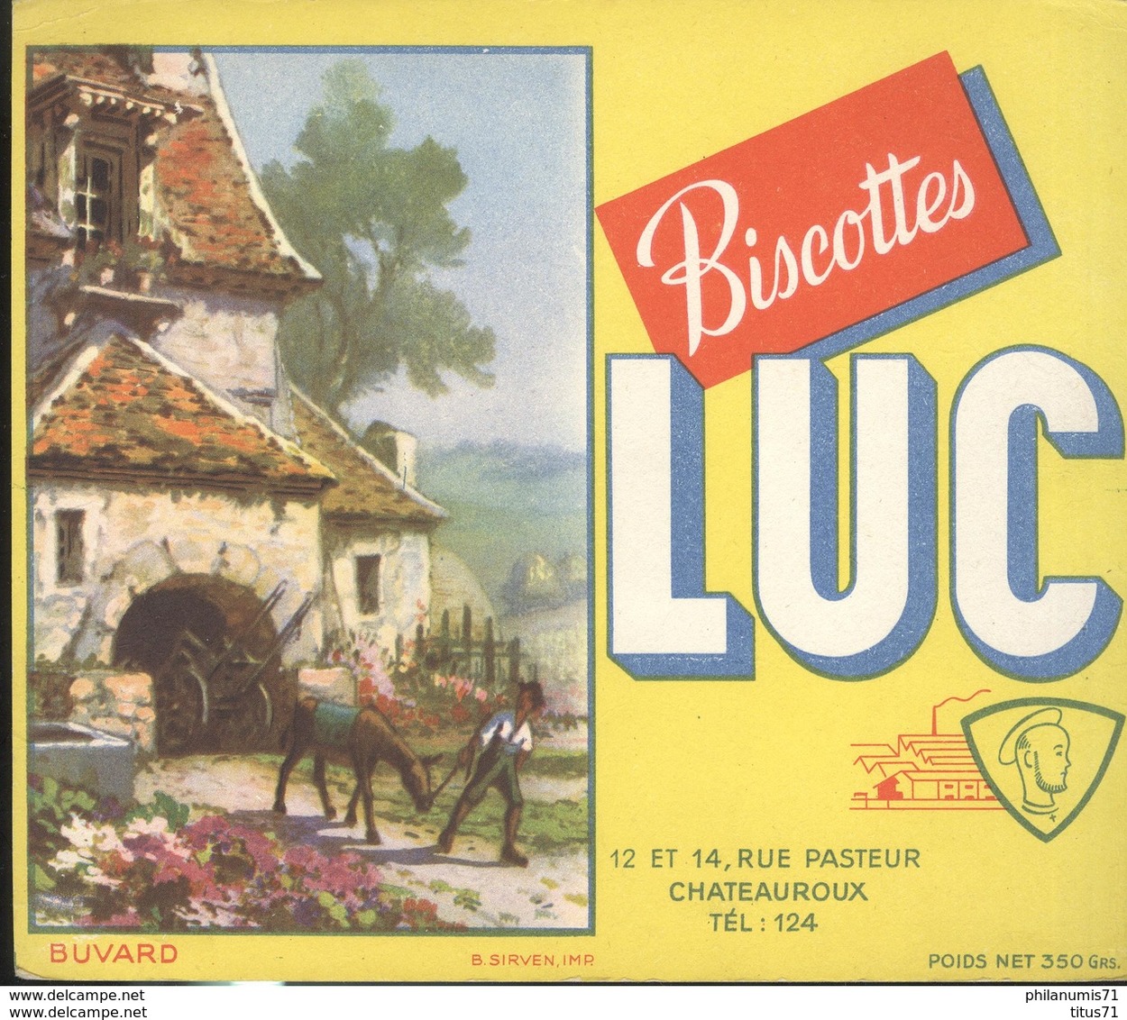 Buvard  Biscottes  Luc - Rue Pasteur Chateauroux - Très Bon état - Biscottes