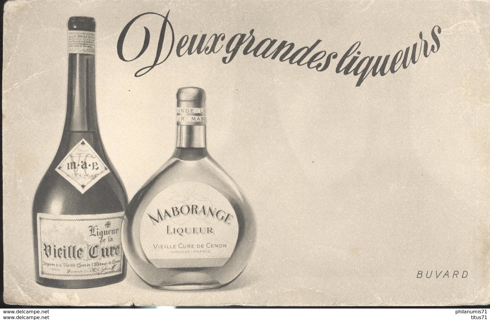 Buvard  Vieille Cure - Maborange - Deux Grandes Liqueurs - - Drank & Bier