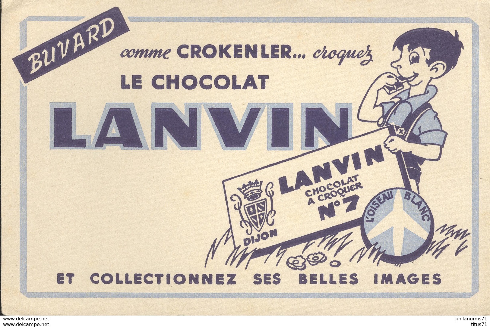 Buvard  Chocolat Lanvin - Comme Crokenler Croquez Le Chocolat - Très Bon état - Chocolat