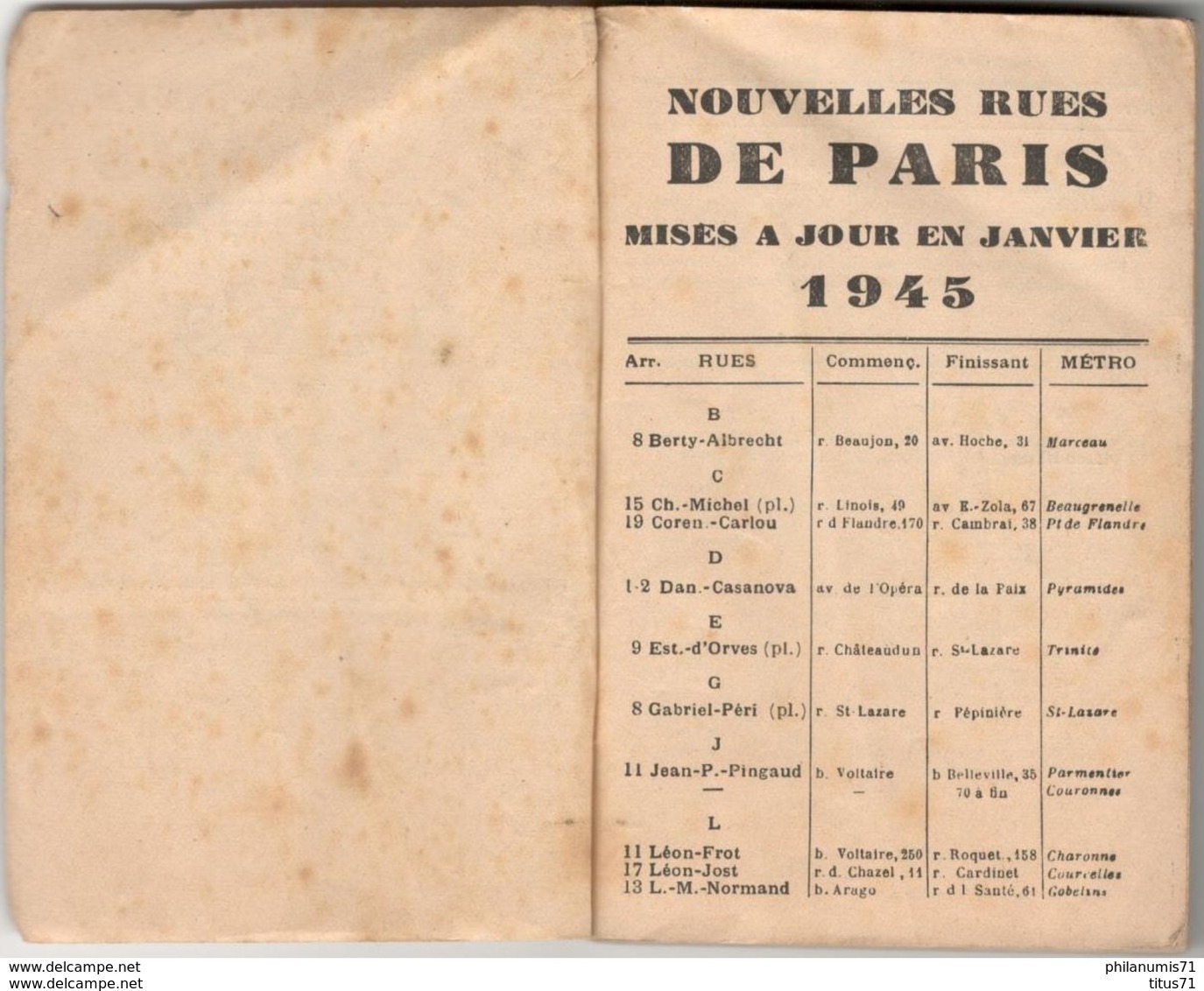 Indicateur Des Rues De Paris Métro Autobus - Nouvelles Rues De Paris Mises à Jour En 1945 - Europe