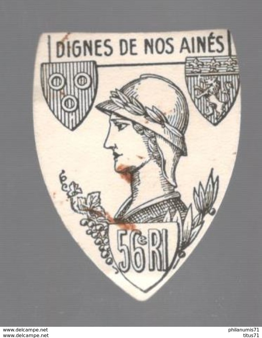 Badge De Journée Papier - 56ème RI Avec Blason De Chalon Sur Saône - Circa 1900 - Autres & Non Classés