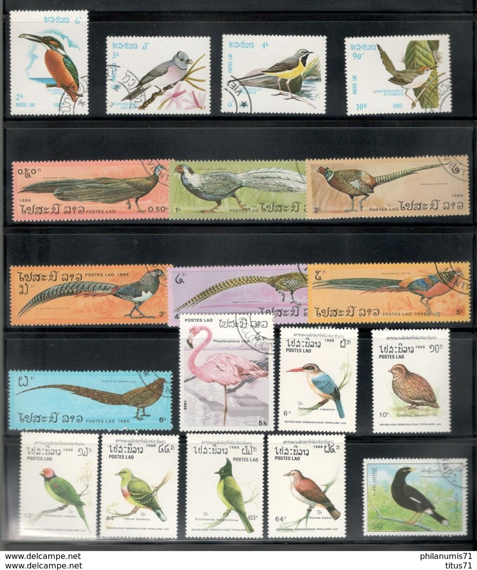 Lot De Timbres Laos Thème Oiseaux - 2 Photos - Collections, Lots & Séries