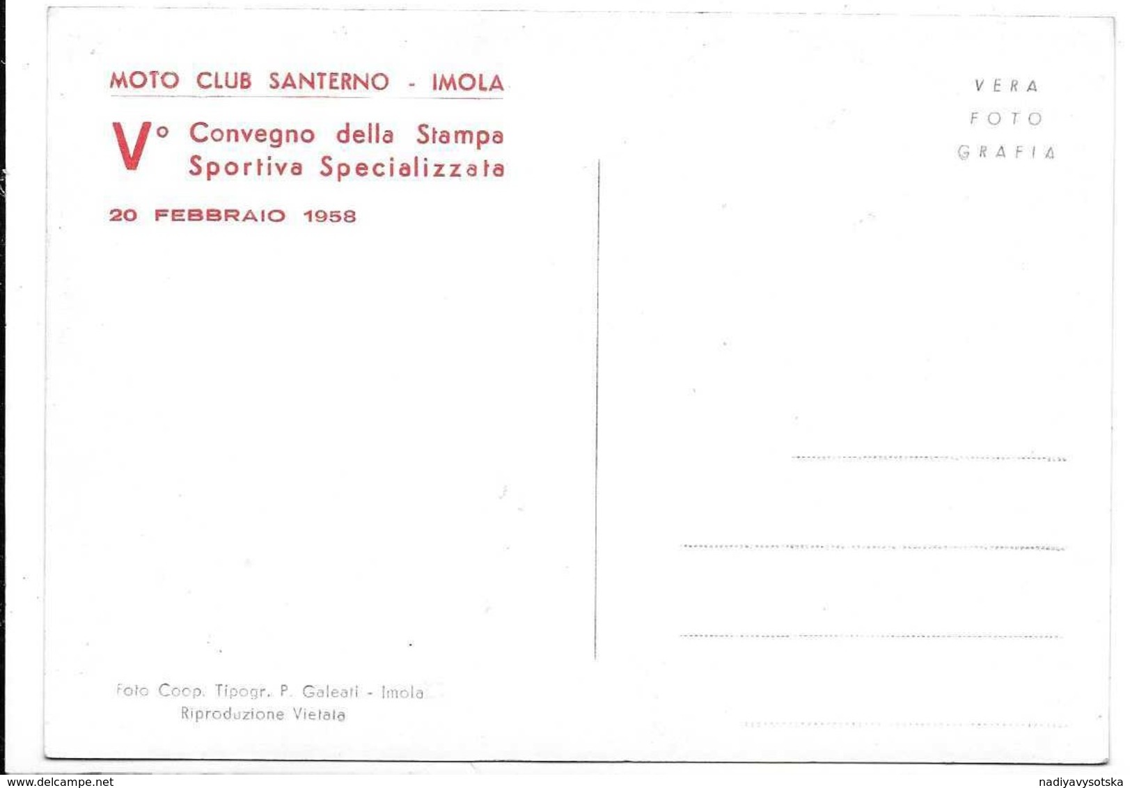 Imola (Bologna). Autodromo. Stampa Al Retro. Moto Club Santerno. - Imola