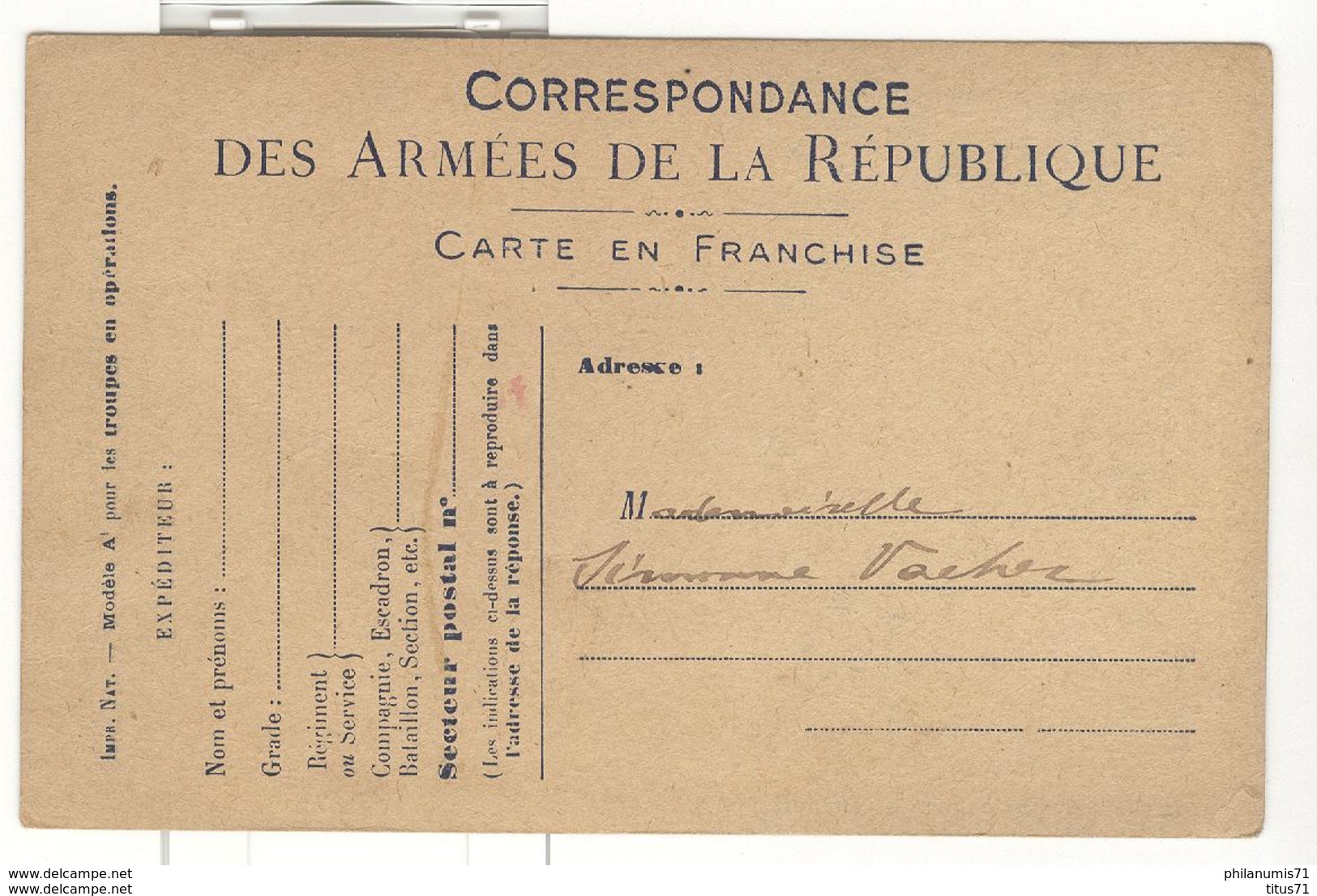 CPA Correspondance Des Armées De La République - Modèle Pour Les Troupes En Opérations - 1914-18