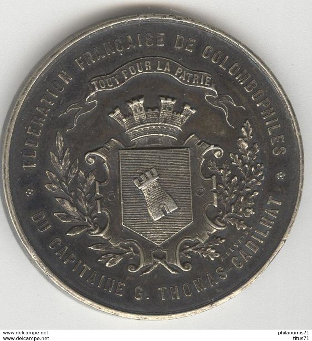 Médaille Fédération Française De  Colombophiles Thomas-Cadilhat - Siège Stratégique - Vierzon - Autres & Non Classés