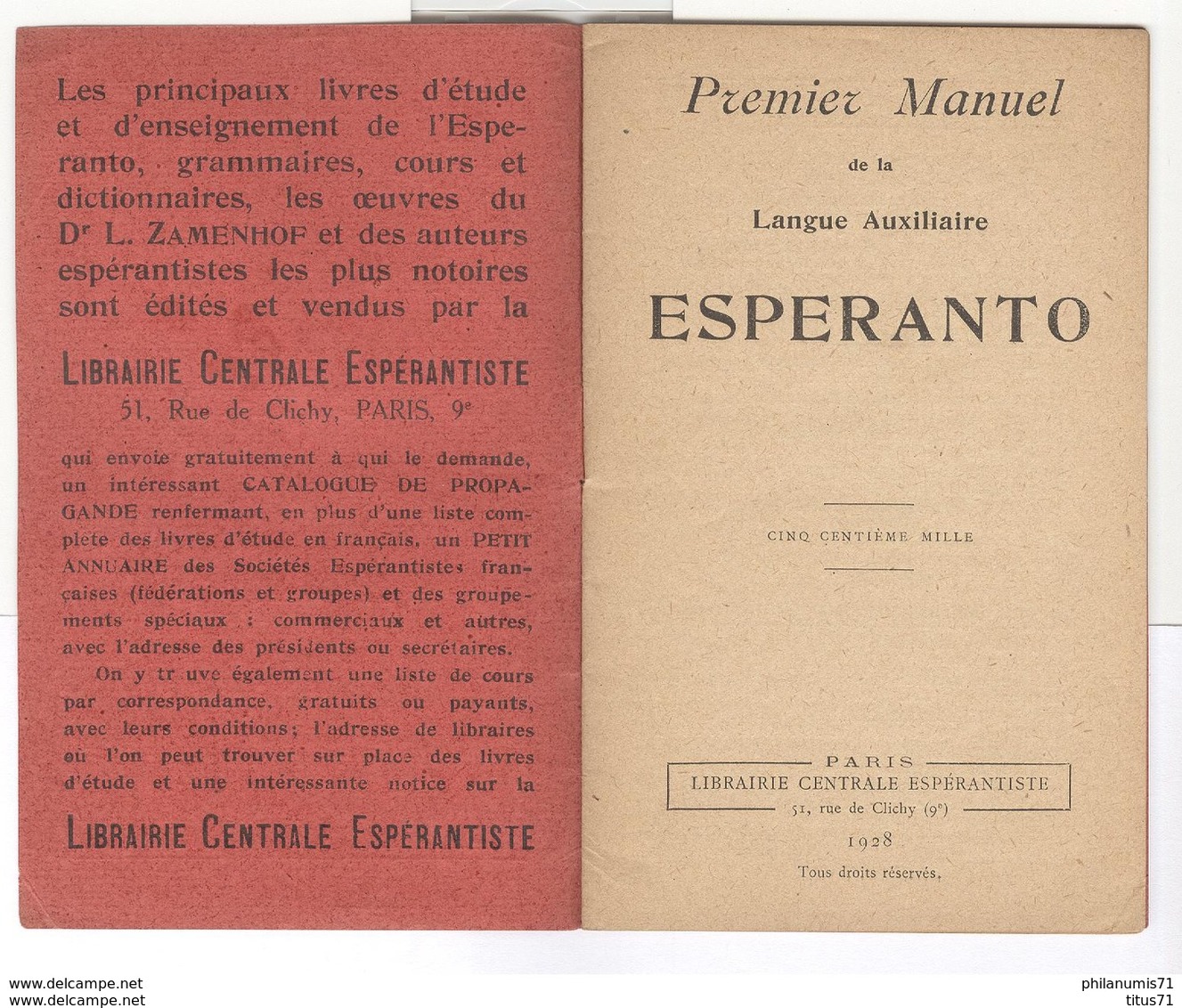 Manuel Esperanto 1928 9,5 X 15 Cm 32 Pages 1928 Très Bon état - Non Classés