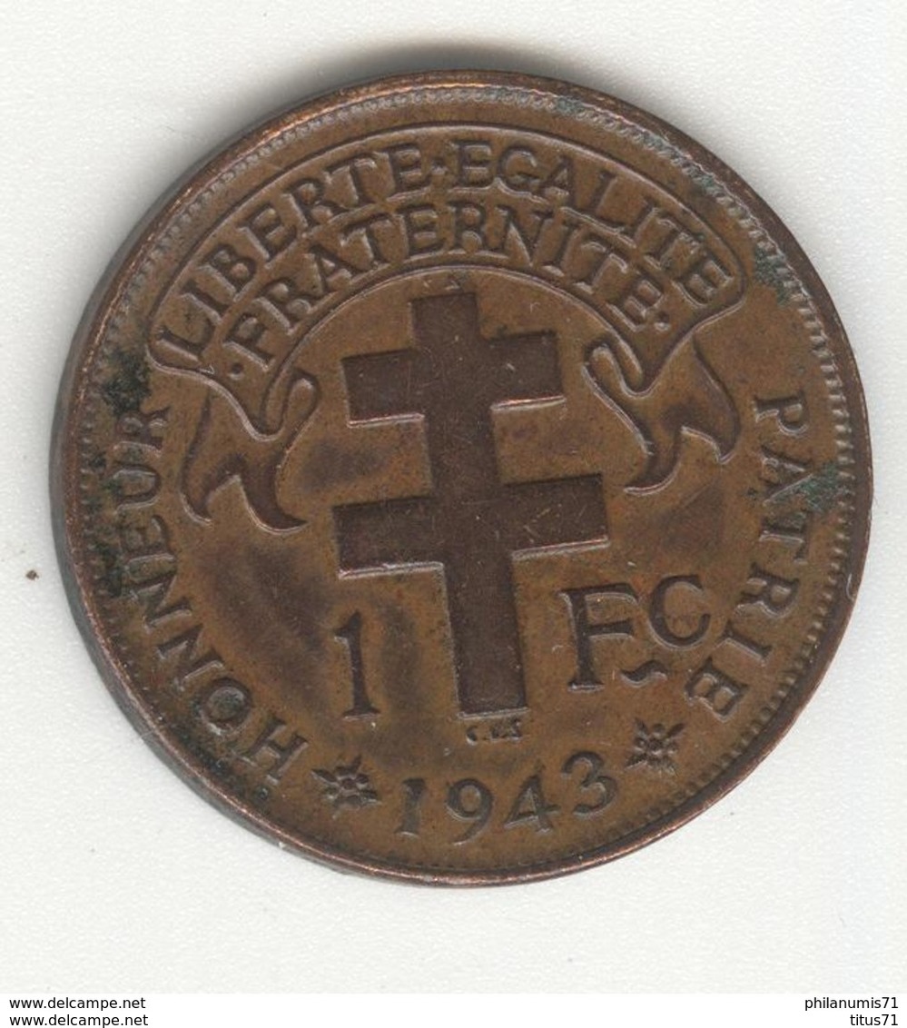 1 Franc Cameroun Français Libre 1943 - Colonie Française - SUP - Otros & Sin Clasificación