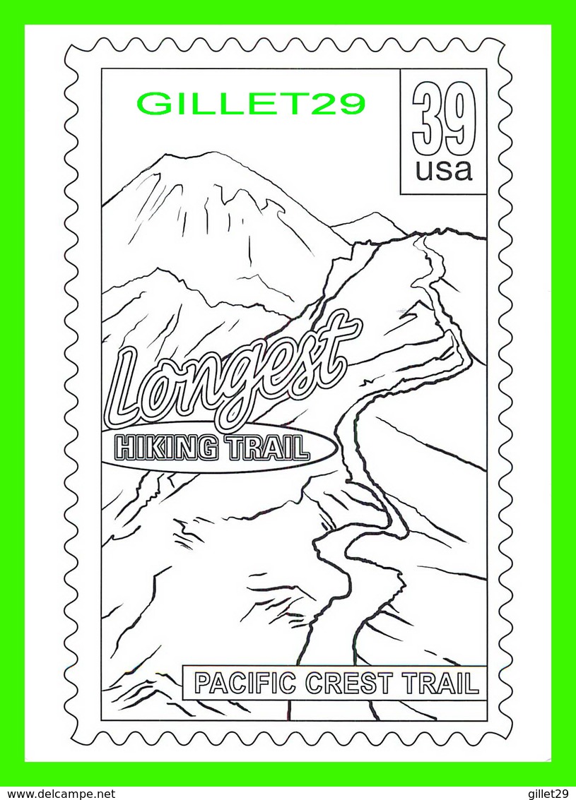 TIMBRES REPRÉSENTATIONS - CHILDRENS COLORING POST CARDS - LONGEST HIKING TRAIL PACIFIC CREST TRAIL - - Timbres (représentations)