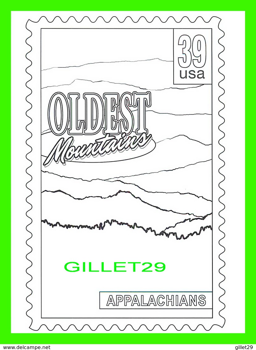 TIMBRES REPRÉSENTATIONS - CHILDRENS COLORING POST CARDS - OLDEST MOUNTAINS, APPALACHIANS EAST COAST - - Timbres (représentations)