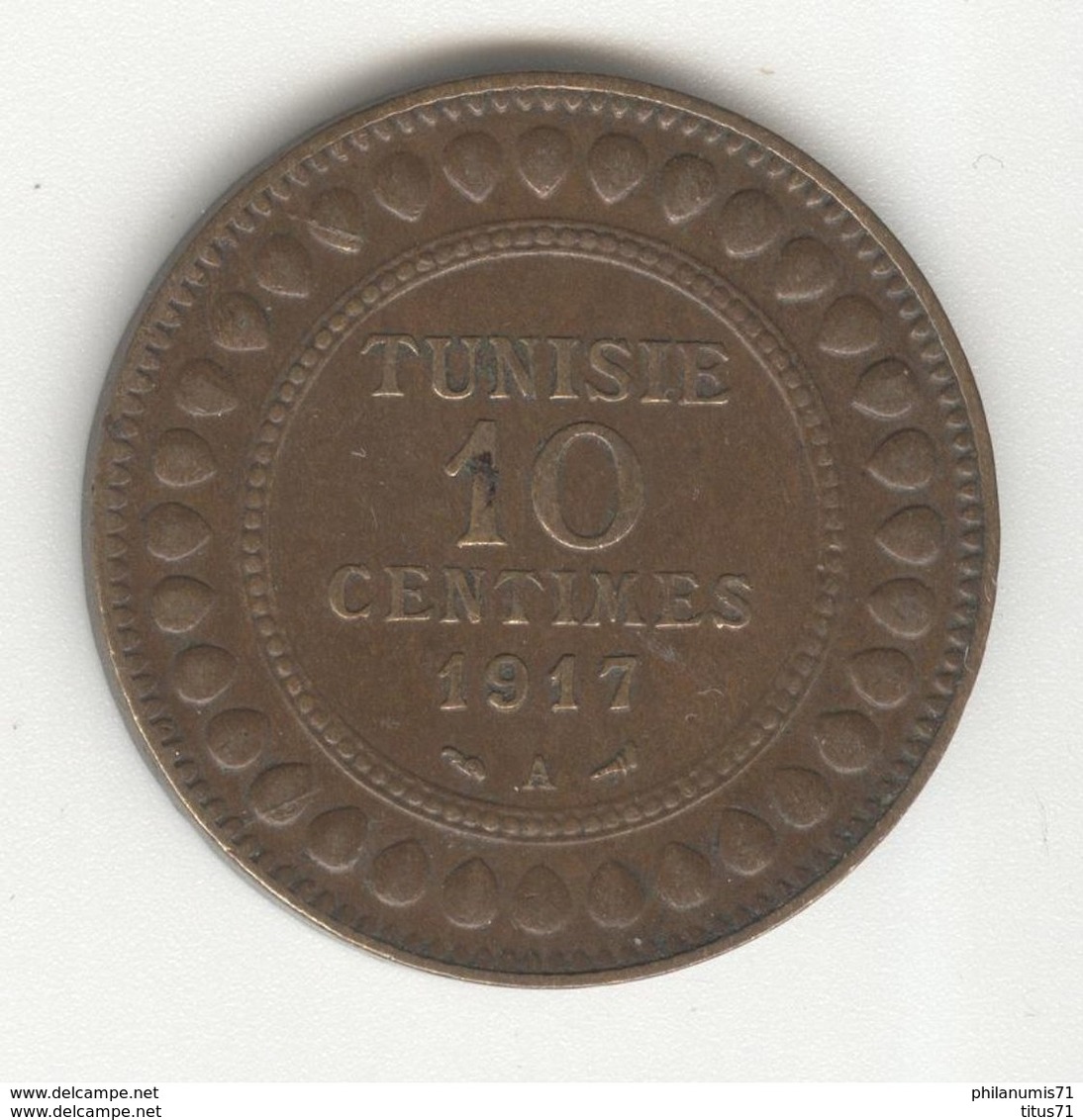 10 Centimes Tunisie 1917 A - TTB+ - Tunisia