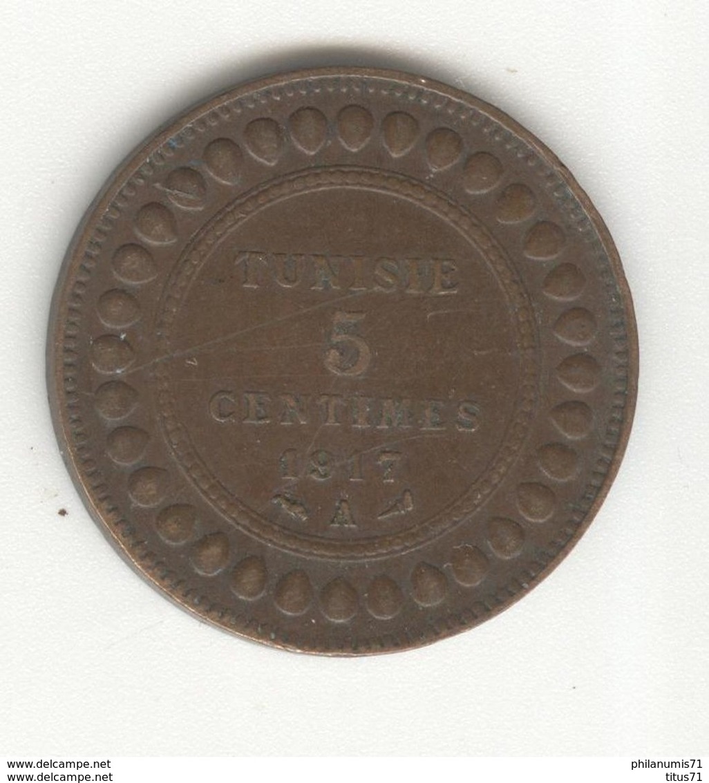 5 Centimes Tunisie 1917 A - TTB+ - Tunesië
