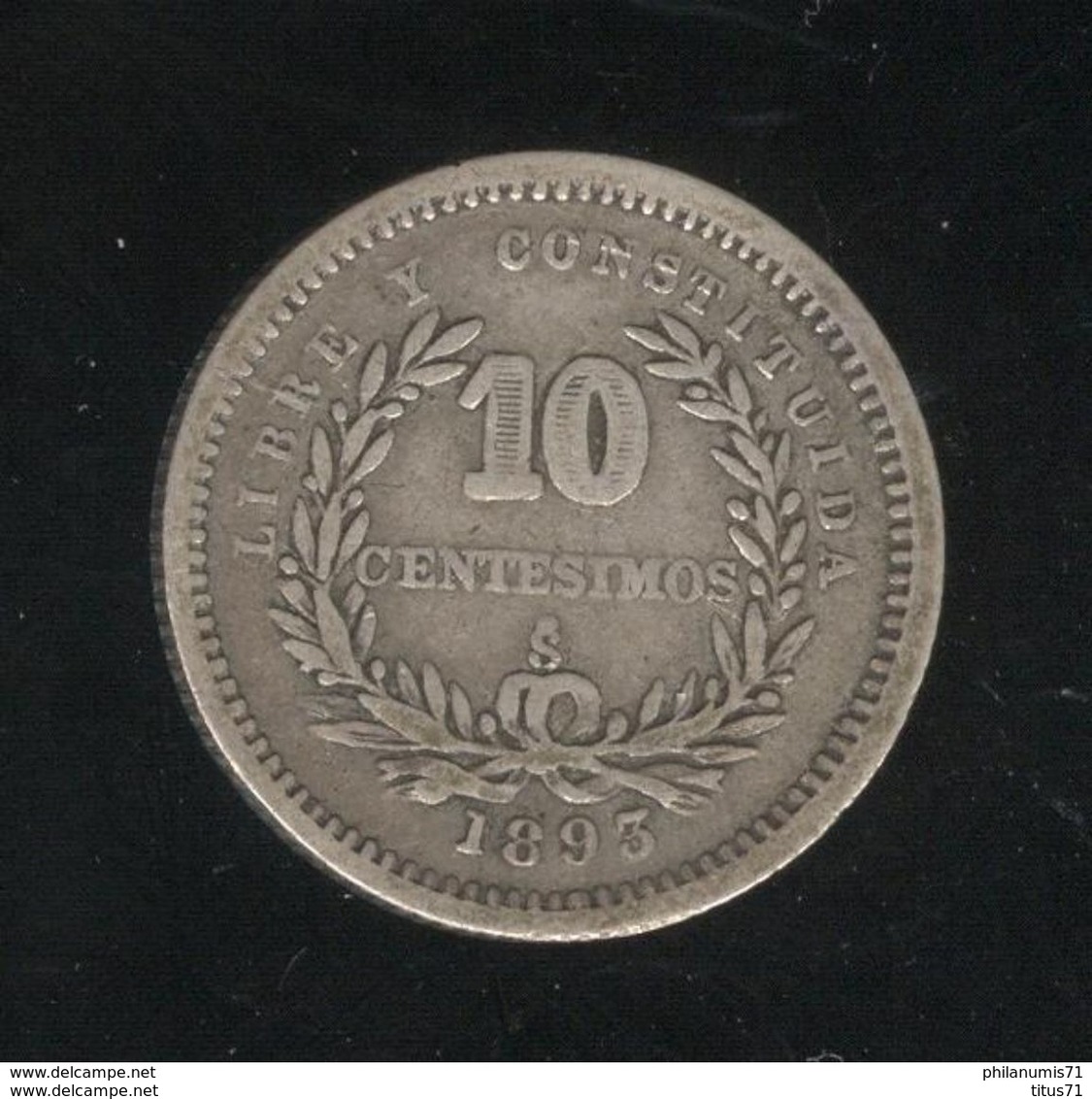 10 Centimos 1893 Uruguay TTB - Uruguay
