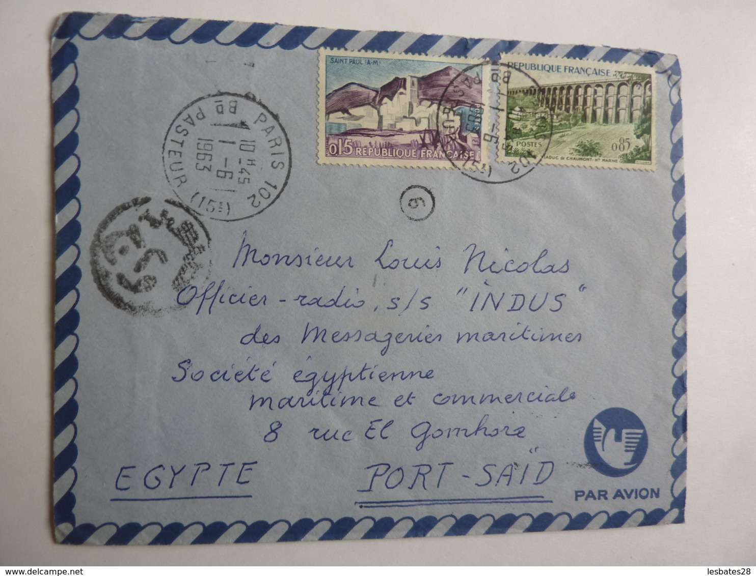 Erinnophilie Expédié De France Vers Port Said  "INDUS Cachets France Et Egypte   Messageries Maritimes Nov 2018 Alb 5 - 1961-....