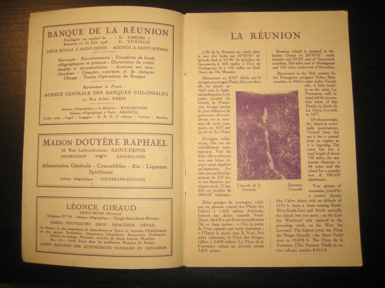 8203- 2018   LIVRET 1929 DES MESSAGERIES MARITIMES..PAQUEBOT BERNARDIN DE SAINT PIERRE..DESTINATION LA REUNION MAURICE - Other & Unclassified