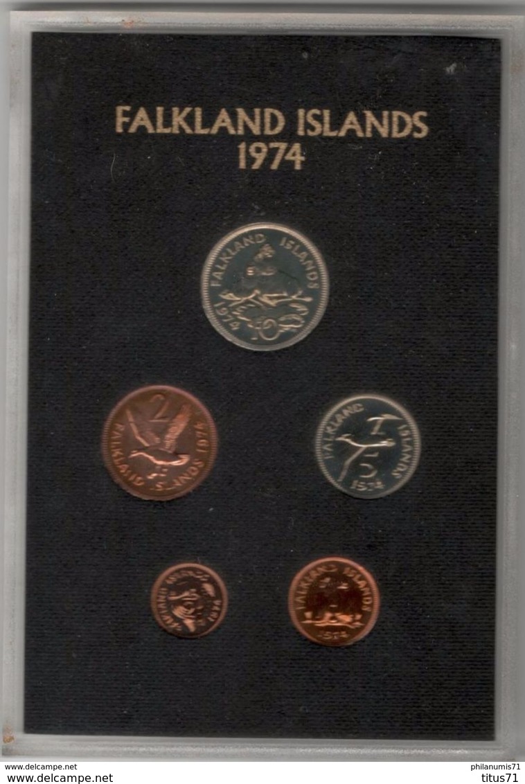 Set De 5 Monnaies Falkland 1974 Proof - Malvinas