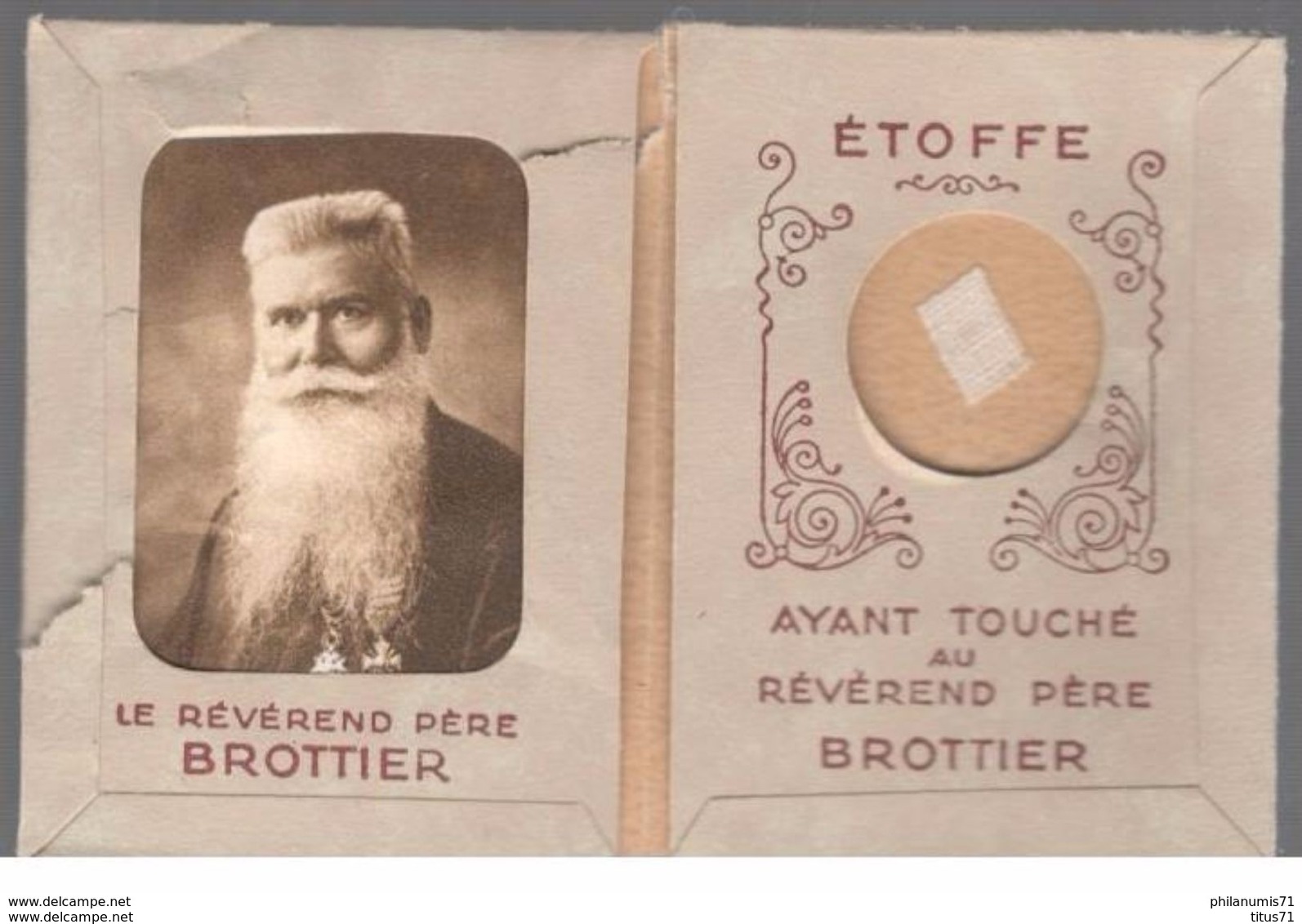 Souvenir Reconnaissant Des Orphelins Apprentis D'Auteuil - Etoffe Ayant Touché Au Révérend Père Brottier - Religion & Esotérisme