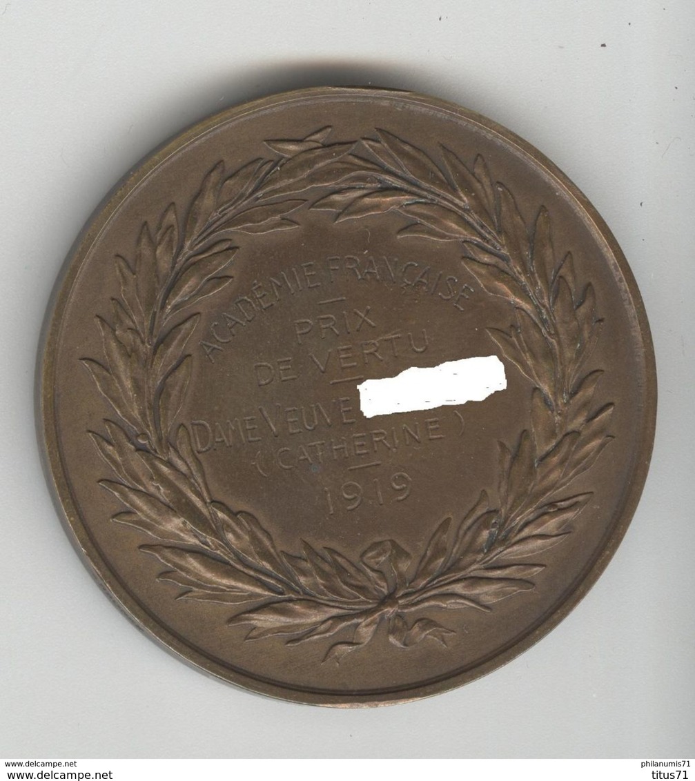 Médaille Antoine Jean Baptiste Robert Auget De Montyon - Prix De Vertu - Attribuée 1919 - Professionnels / De Société