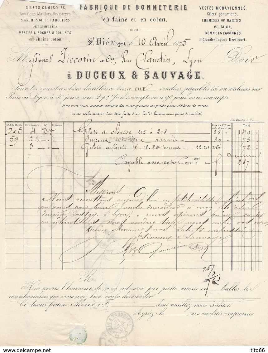 N° 60C Sur Convoyeur Station De St Dié Vers Lyon 7/12/7510/4/1875 - 1849-1876: Periodo Classico