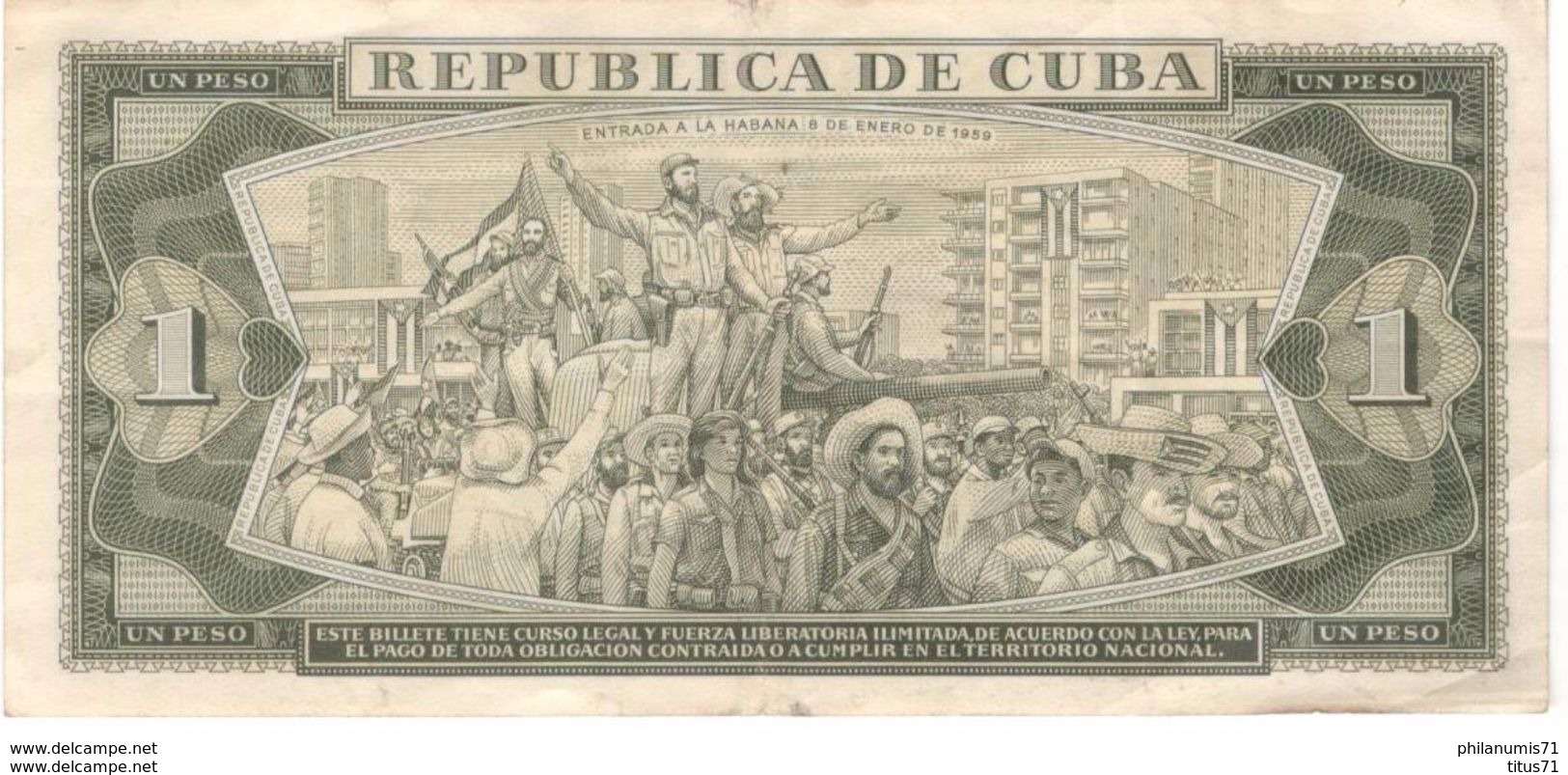 Billet 1 Peso Cuba 1961 Bon état - Cuba