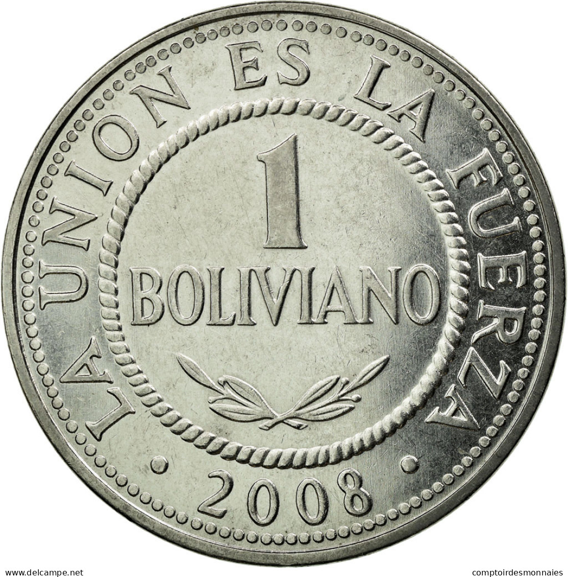 Monnaie, Bolivie, Boliviano, 2008, TTB, Stainless Steel, KM:205 - Bolivia