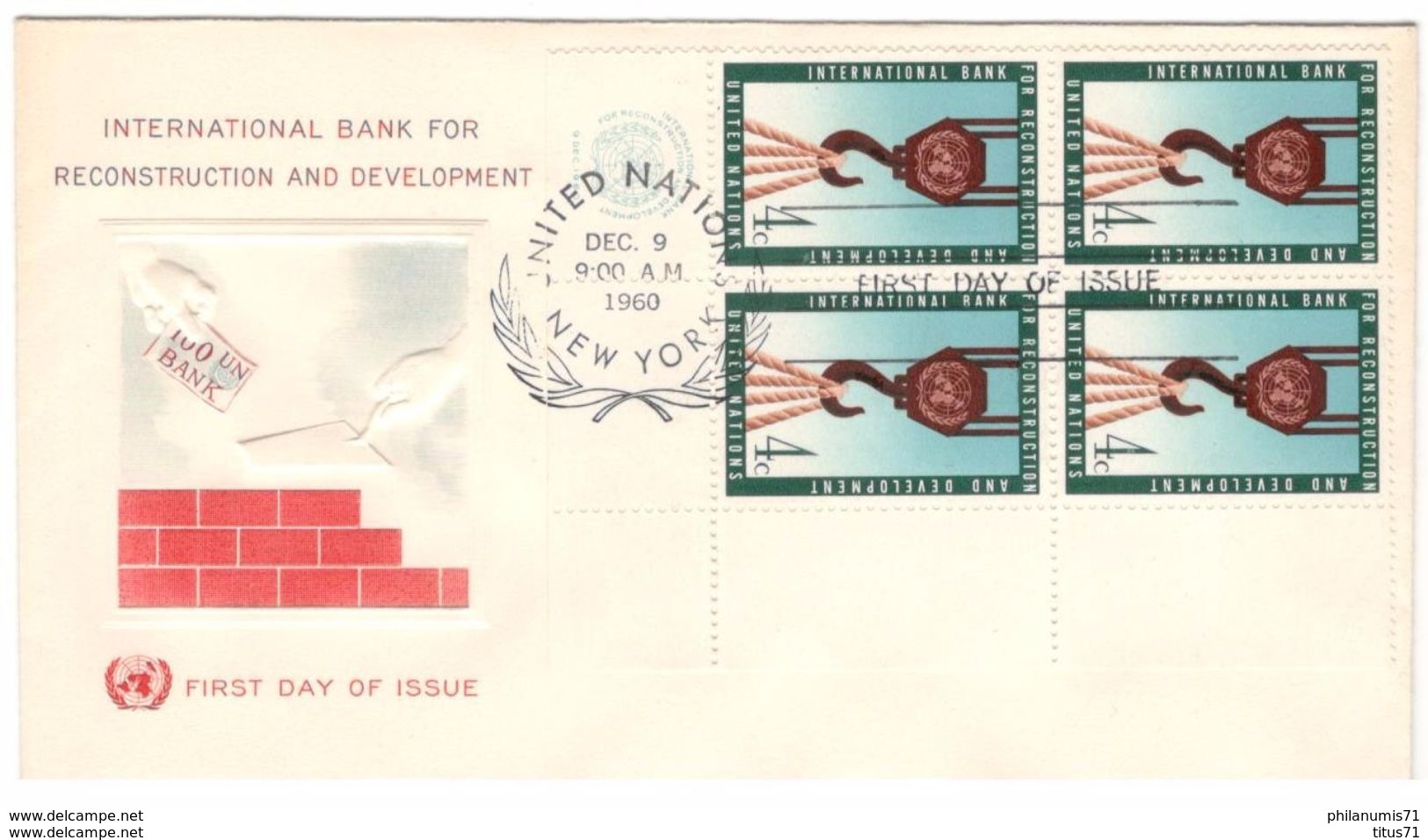 FDC Nations Unies - International Bank For Reconstruction And Development 1960 - Très Bon état - Lettres & Documents