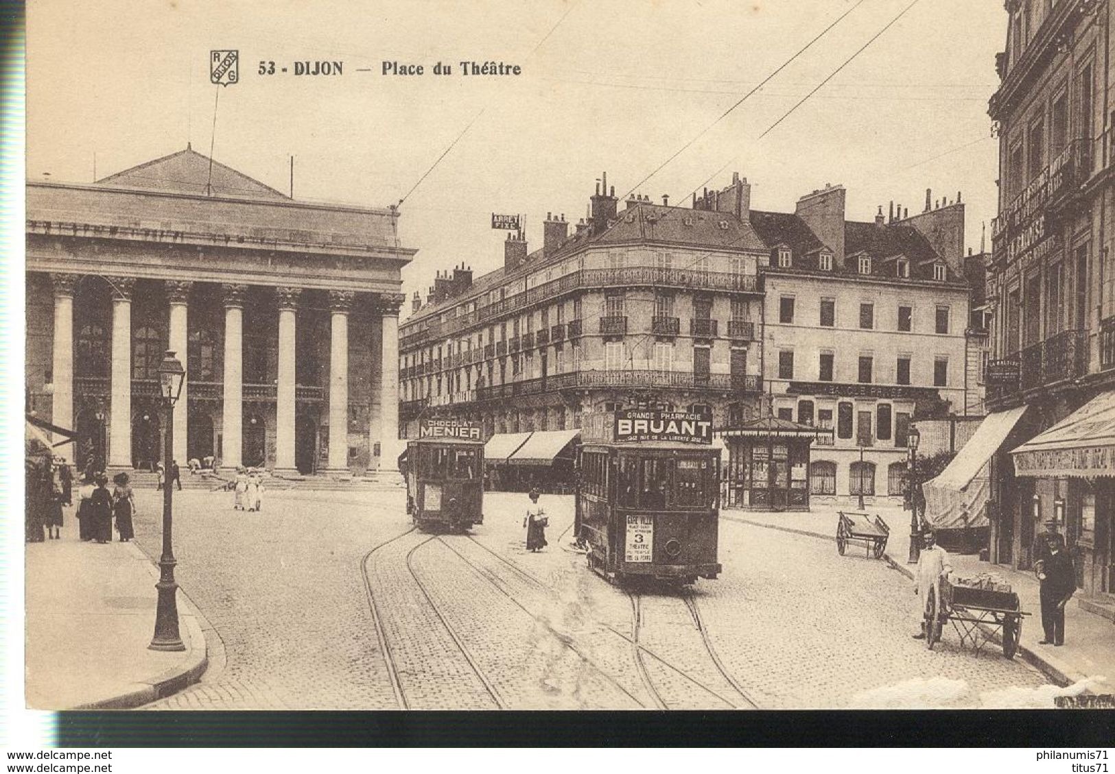 Cpa Dijon - Place Du Théâtre -  Circulée 1921 - Dijon