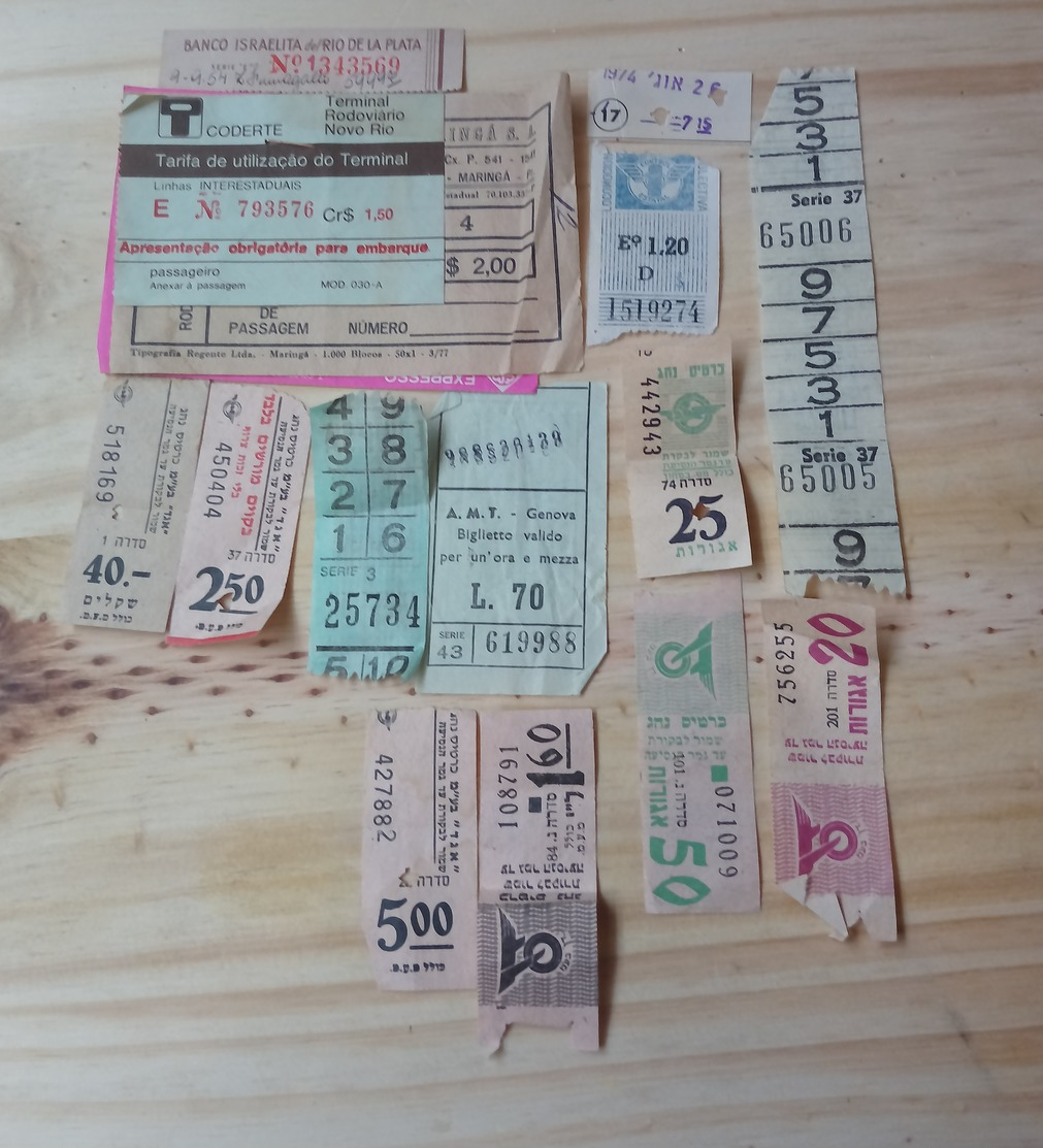 19 LOT OF 14, TICKETS OF BUS, ISRAEL, ARGENTINE, ITALY,  AND ODETHS. - Autres & Non Classés